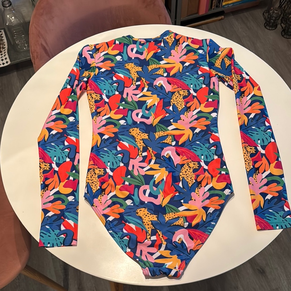 Colorful Women's Long Sleeve One Piece Swimsuit - Picture 4 of 10
